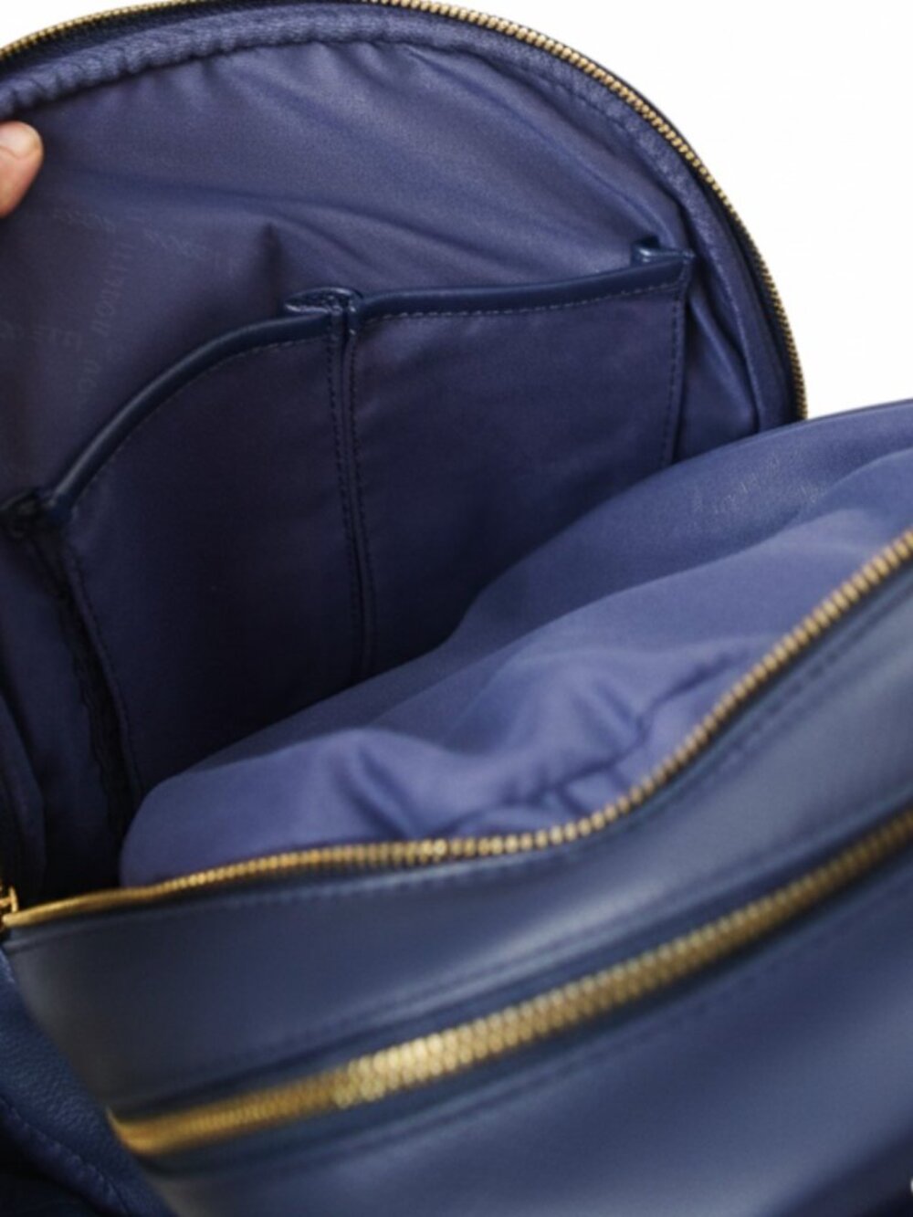 Rosetti Navy Faux Leather Laptop Backpack Work Travel Bag w/ Gold Hardware Chic - Picture 7 of 14